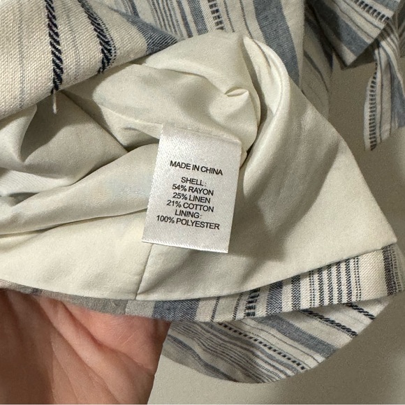 NWT Anthropolgie Drew Blue Stripe XS Linen Blazer - Picture 8 of 8